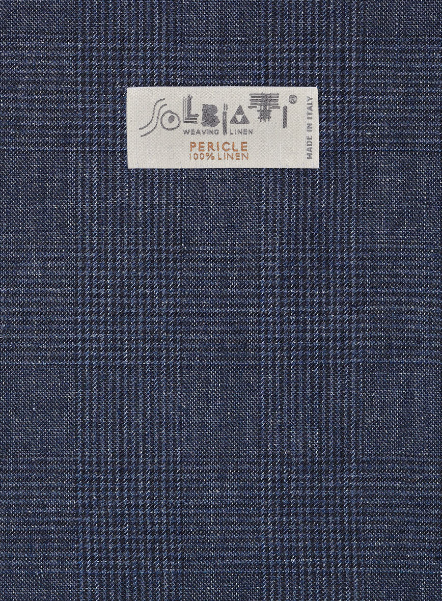 Solbiati Indigo Blue Check Linen Jacket - StudioSuits