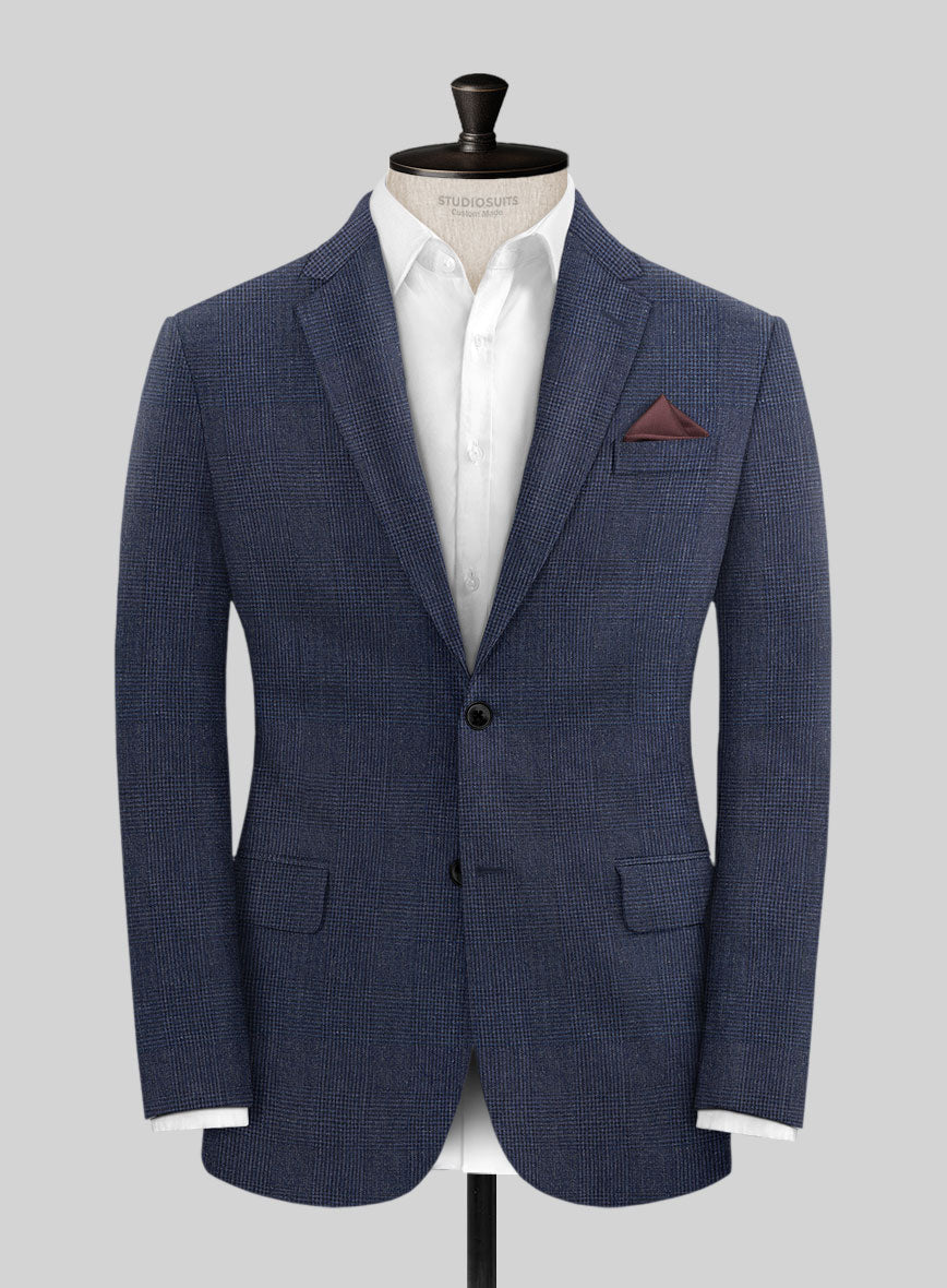 Solbiati Indigo Blue Check Linen Suit - StudioSuits