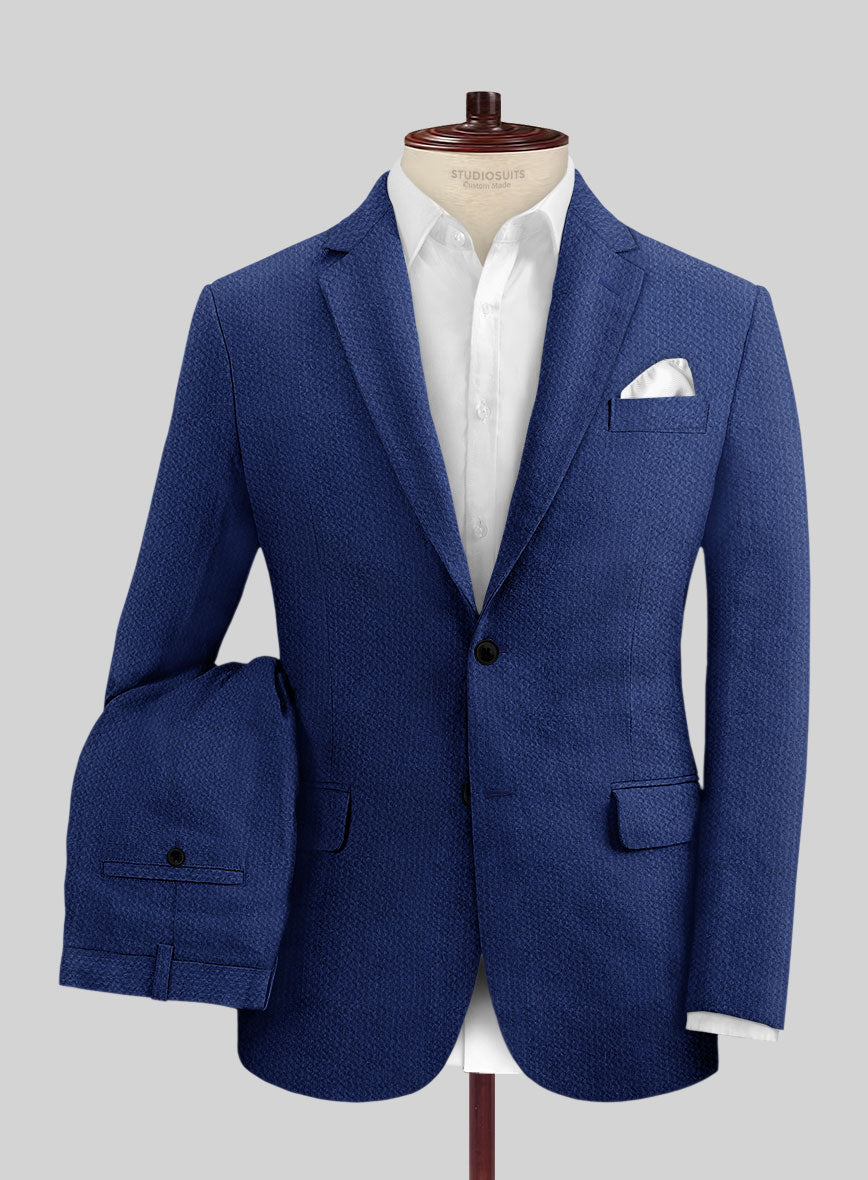 Solbiati Indigo Blue Seersucker Suit - StudioSuits