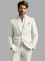 Solbiati Ivory Wide Stripe Linen Jacket - StudioSuits