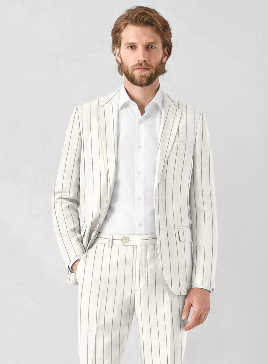 Solbiati Ivory Wide Stripe Linen Jacket - StudioSuits