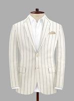 Solbiati Ivory Wide Stripe Linen Jacket - StudioSuits