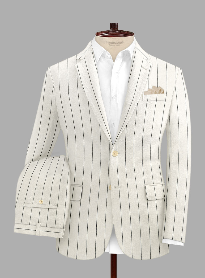 Solbiati Ivory Wide Stripe Linen Suit - StudioSuits