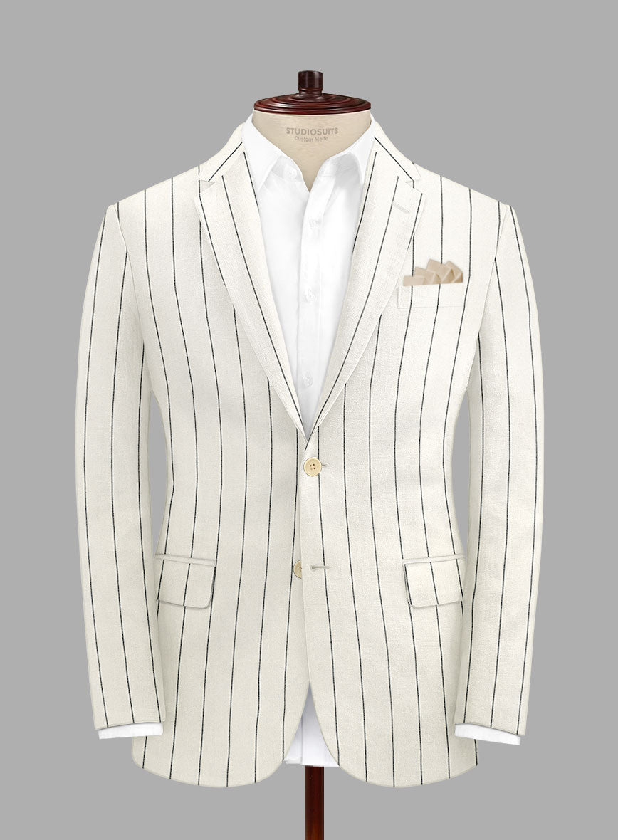 Solbiati Ivory Wide Stripe Linen Suit - StudioSuits
