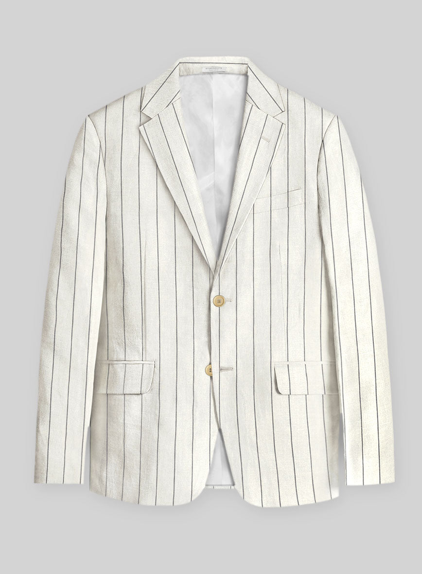 Solbiati Ivory Wide Stripe Linen Suit - StudioSuits