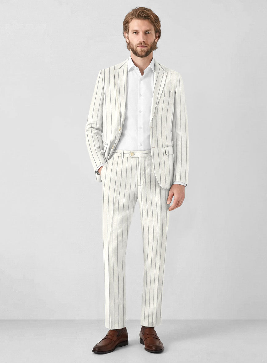 Solbiati Ivory Wide Stripe Linen Suit - StudioSuits