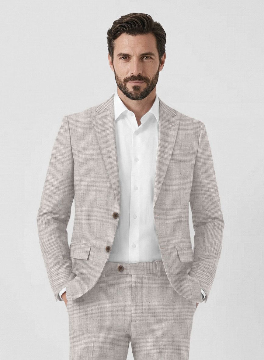 Solbiati Light Beige Check Linen Jacket - StudioSuits