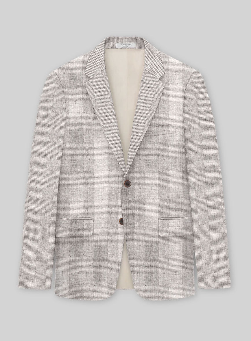 Solbiati Light Beige Check Linen Jacket - StudioSuits