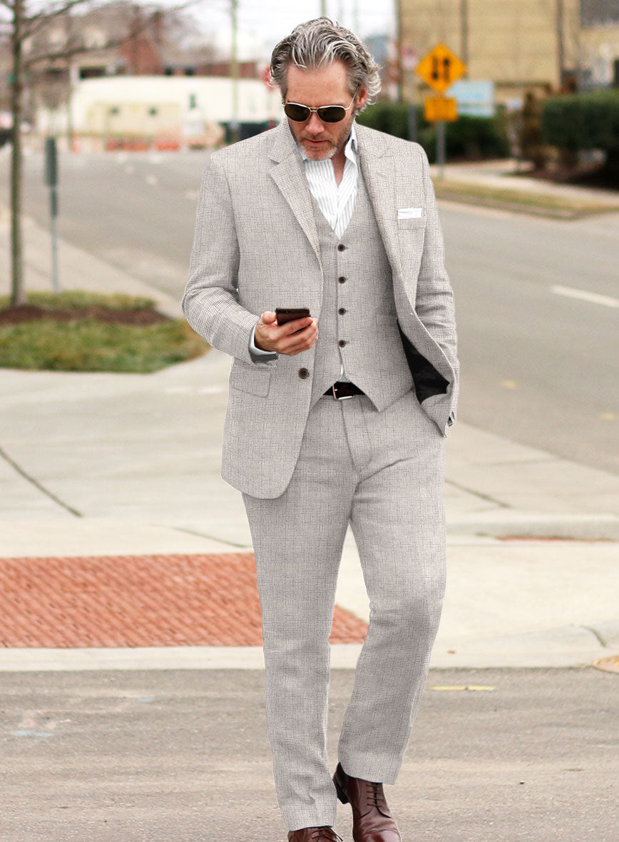 Solbiati Light Beige Check Linen Suit - StudioSuits