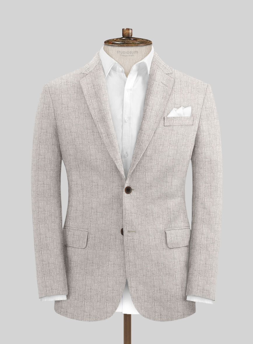 Solbiati Light Beige Check Linen Suit - StudioSuits
