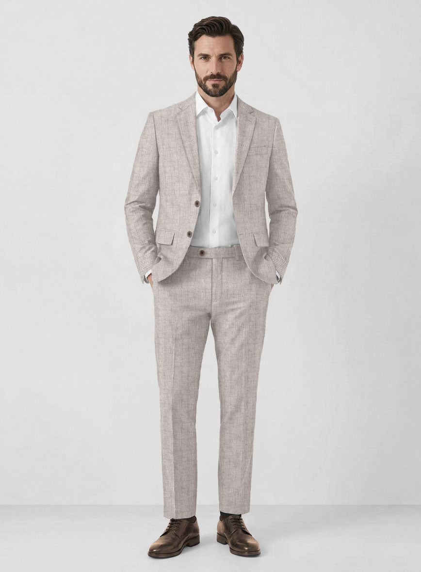 Solbiati Light Beige Check Linen Suit - StudioSuits