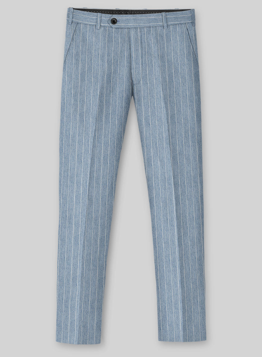 Solbiati Light Blue Stripe Linen Pants - StudioSuits