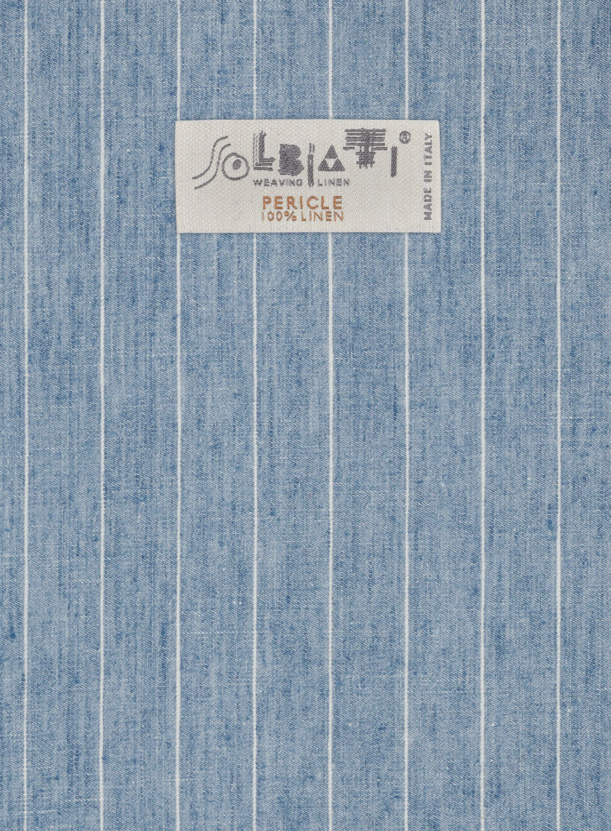 Solbiati Light Blue Stripe Linen Pants - StudioSuits