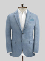 Solbiati Light Blue Stripe Linen Jacket - StudioSuits
