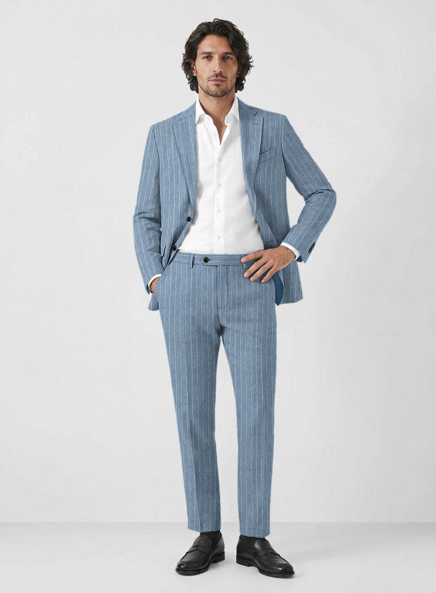Solbiati Light Blue Stripe Linen Suit - StudioSuits