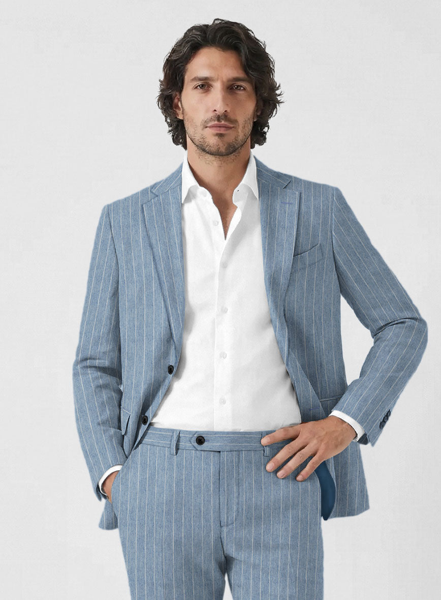 Solbiati Light Blue Stripe Linen Suit - StudioSuits
