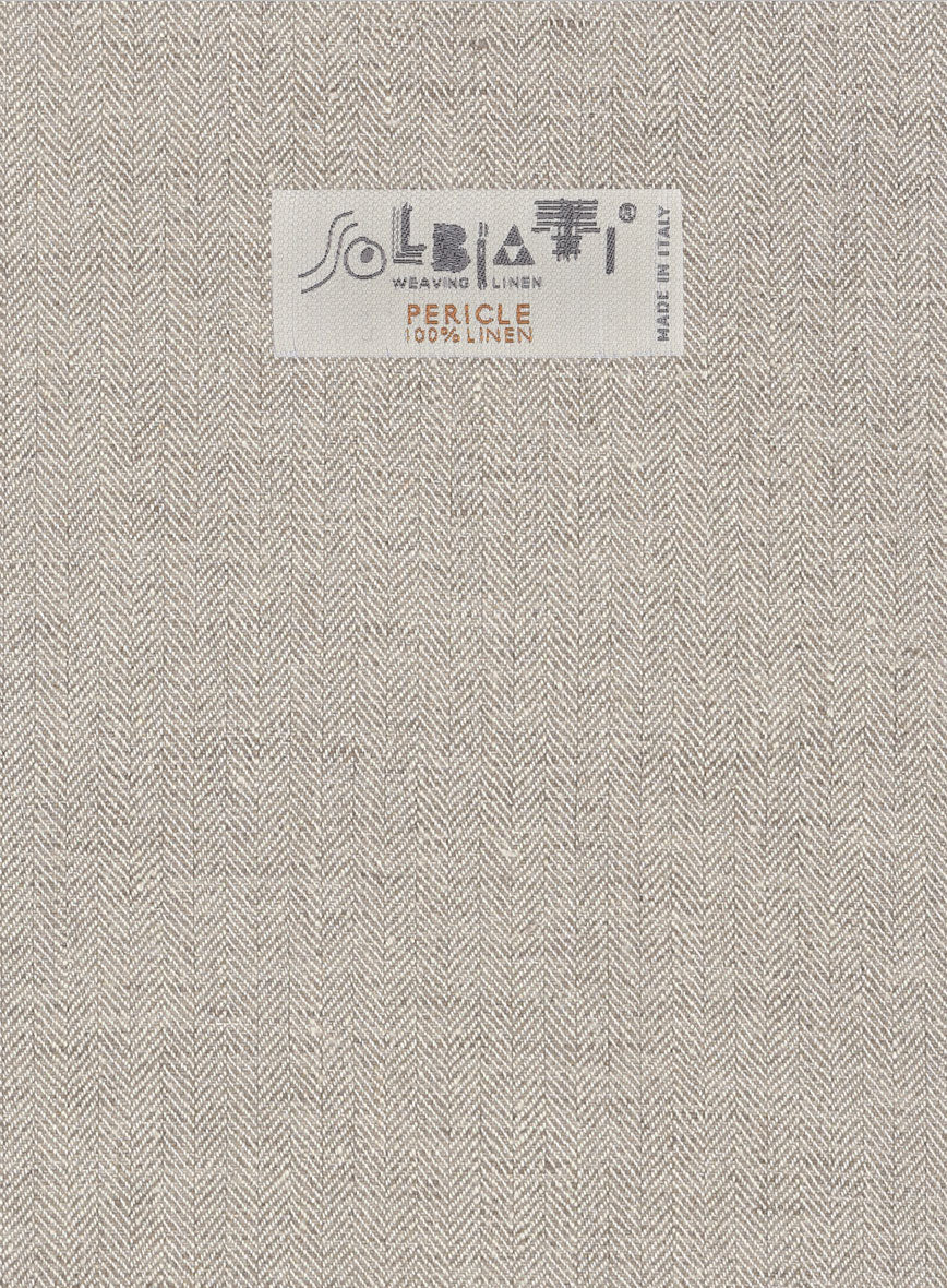 Solbiati Light Brown Herringbone Linen Jacket - StudioSuits