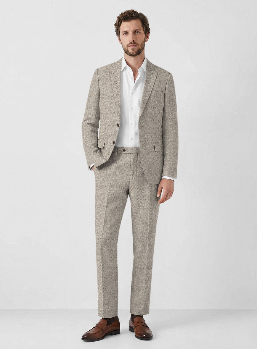 Solbiati Light Brown Herringbone Linen Suit - StudioSuits