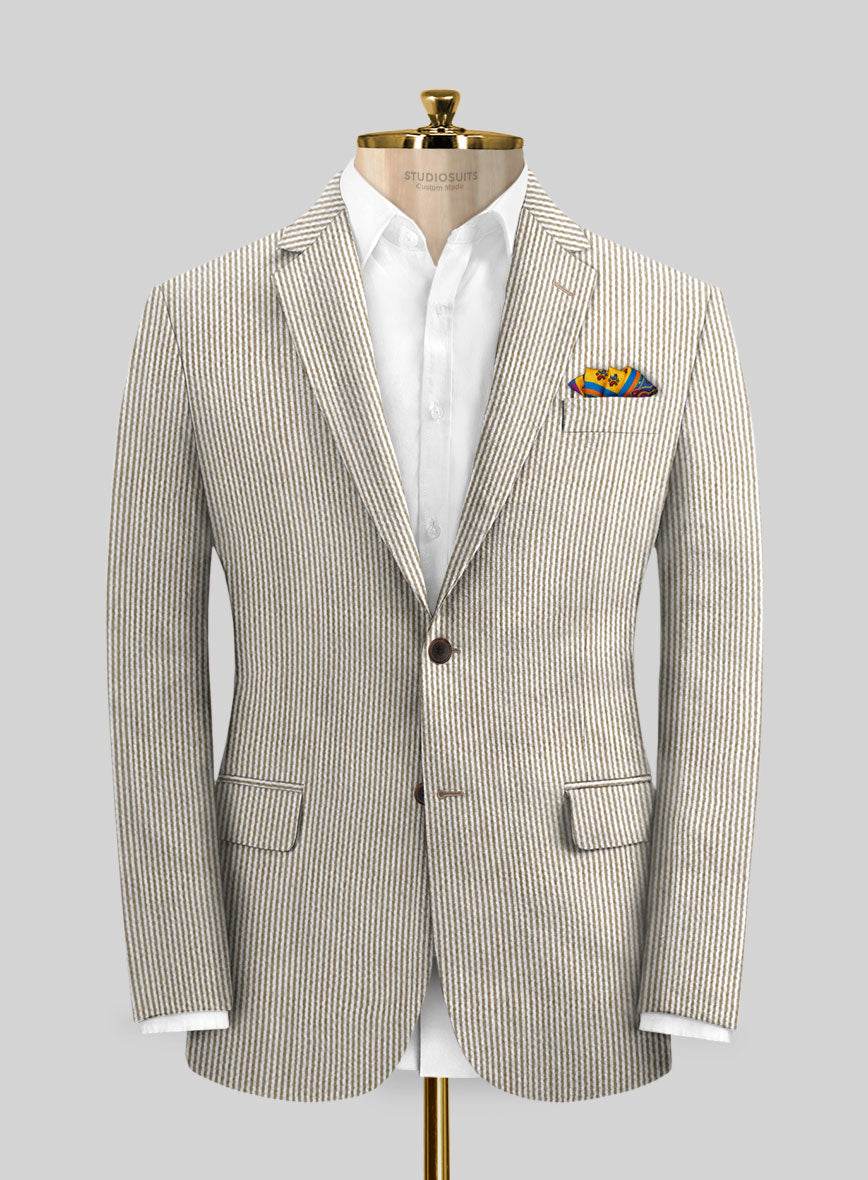 Solbiati Light Brown Seersucker Jacket - StudioSuits