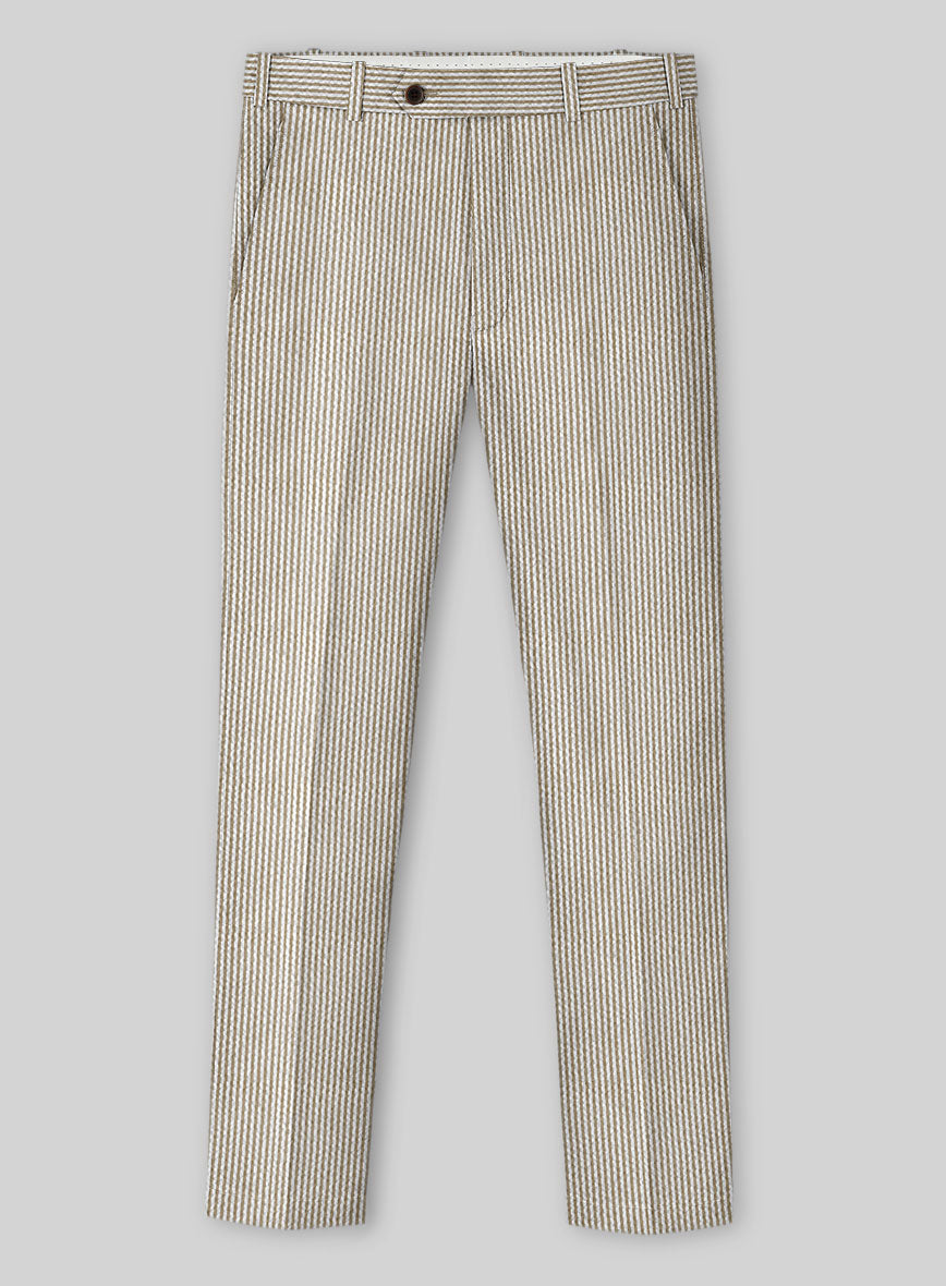 Solbiati Light Brown Seersucker Pants - StudioSuits