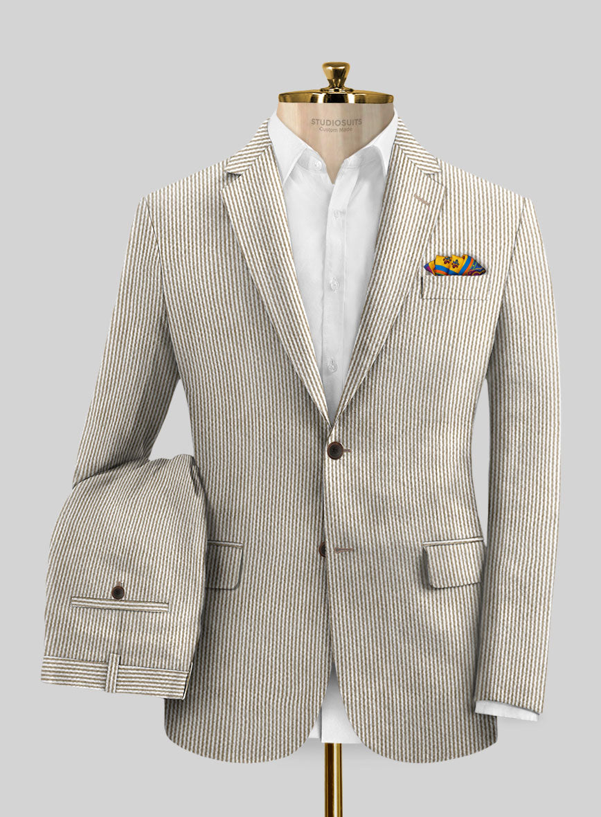 Solbiati Light Brown Seersucker Suit - StudioSuits
