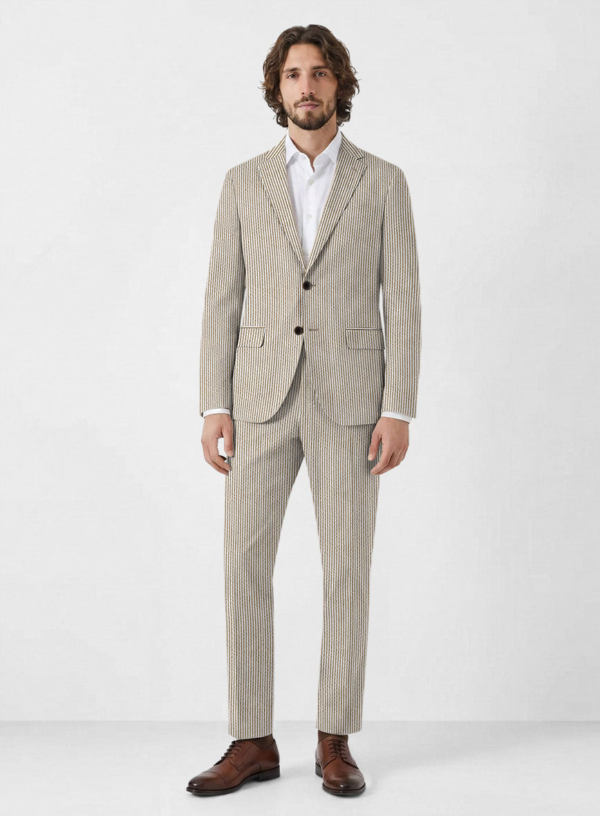 Solbiati Light Brown Seersucker Suit - StudioSuits