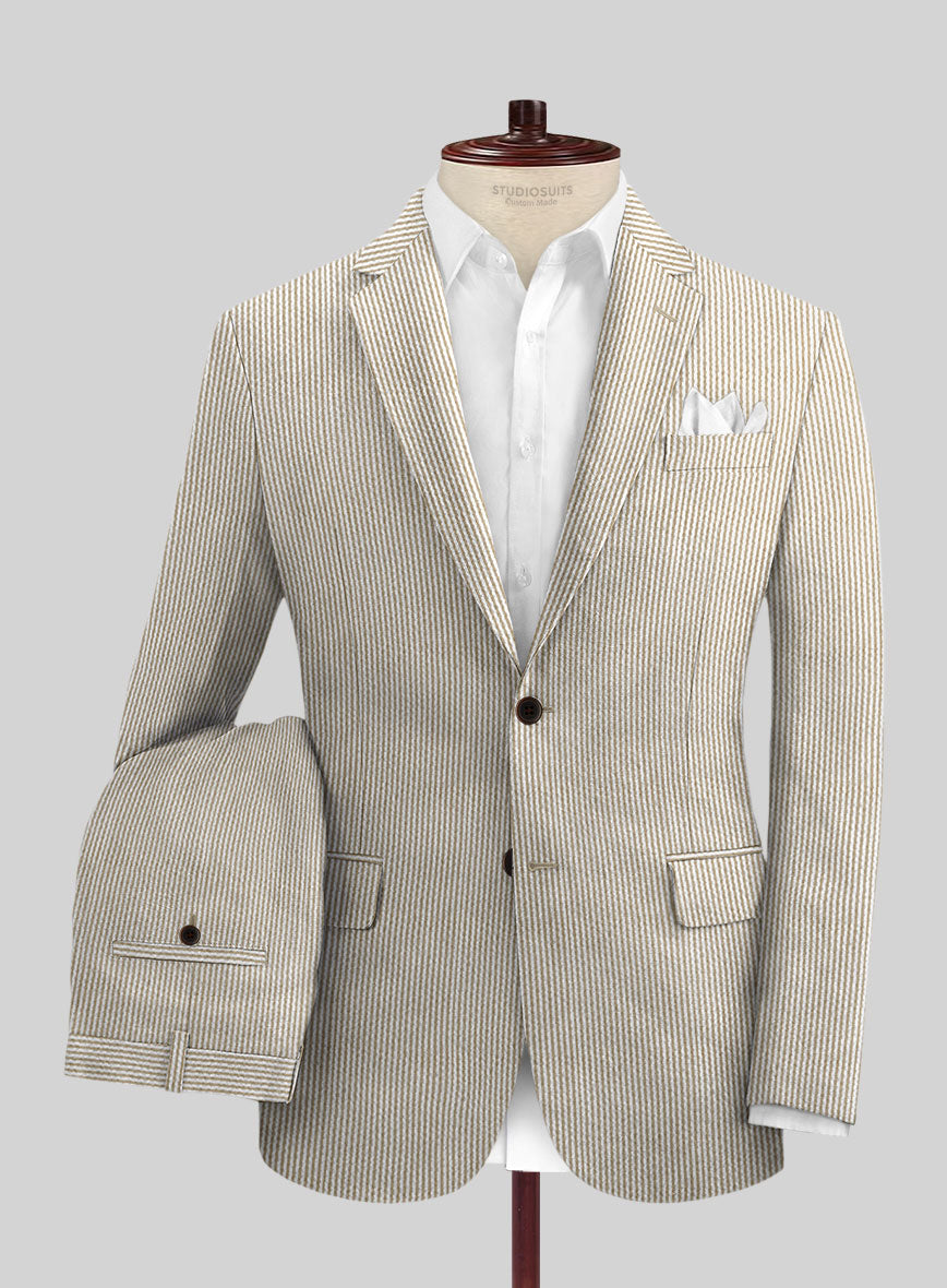 Solbiati Light Brown Seersucker Suit - StudioSuits