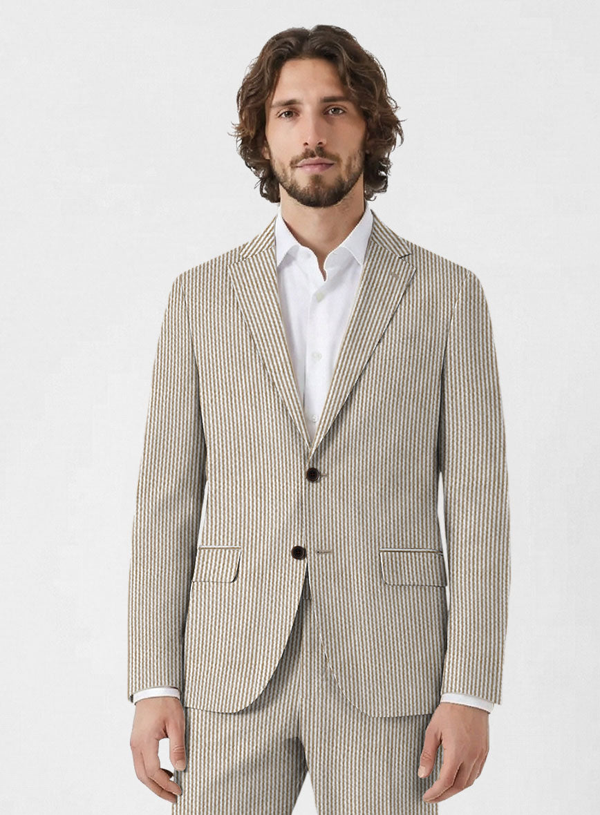 Solbiati Light Brown Seersucker Suit - StudioSuits