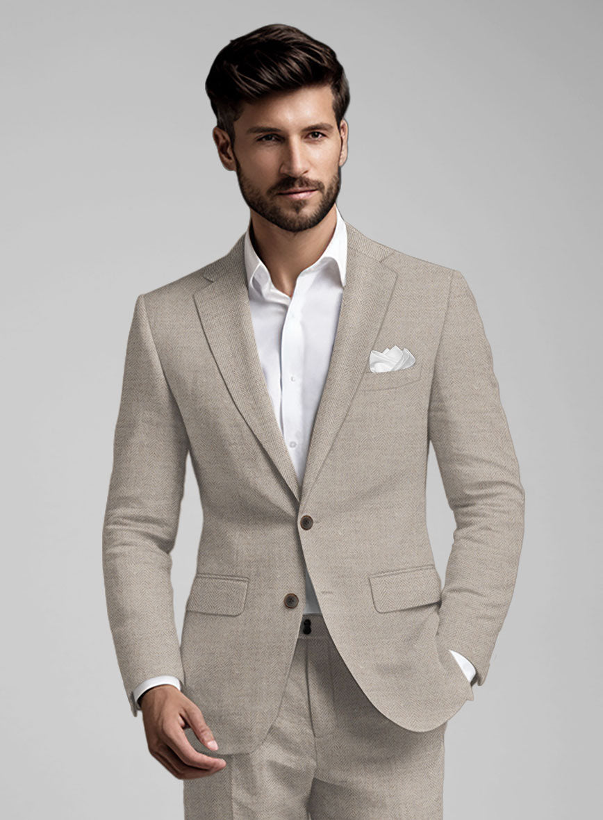 Solbiati Light Brown Herringbone Linen Jacket