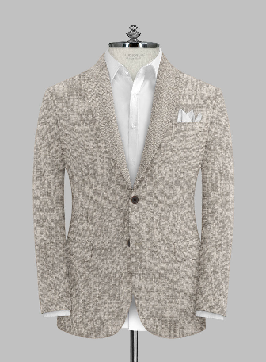 Solbiati Light Brown Herringbone Linen Jacket