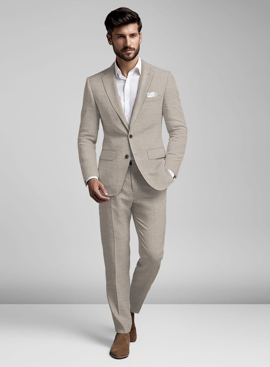Solbiati Light Brown Herringbone Linen Suit - StudioSuits