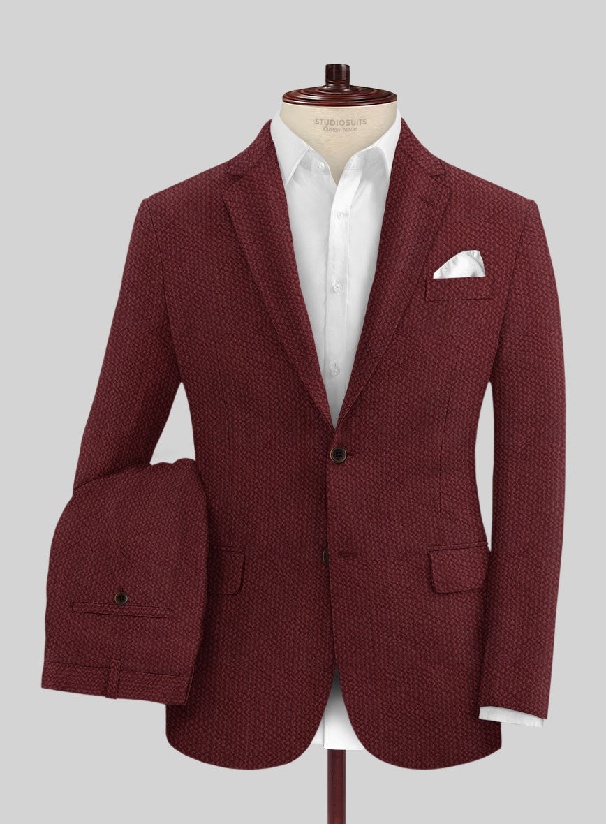 Solbiati Maroon Seersucker Suit - StudioSuits
