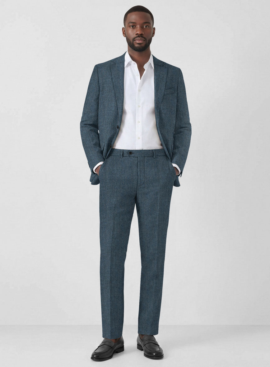Solbiati Mid Blue Herringbone Linen Suit - StudioSuits