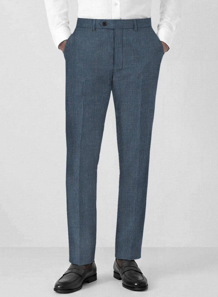 Solbiati Mid Blue Herringbone Linen Suit - StudioSuits
