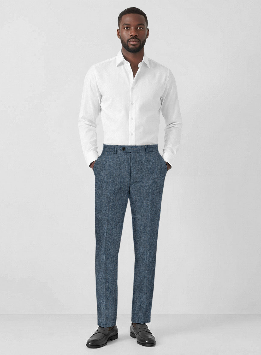 Solbiati Mid Blue Herringbone Linen Suit - StudioSuits