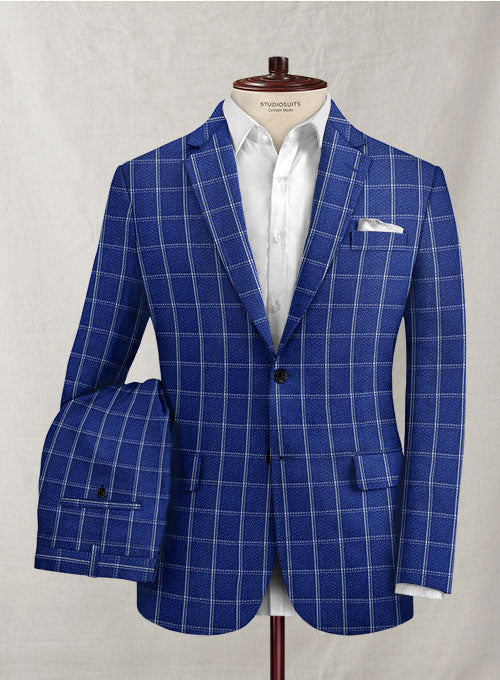 Solbiati Cobalt Blue Checks Seersucker Suit - StudioSuits