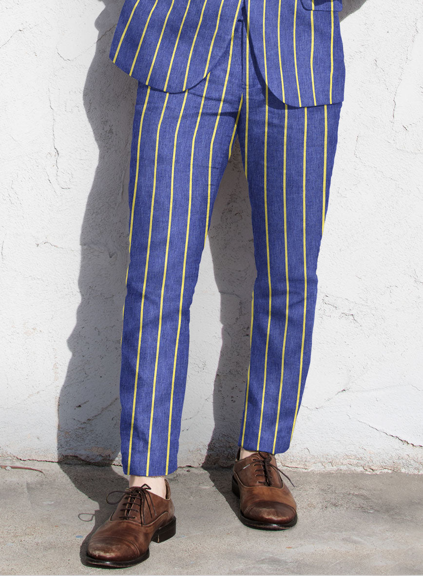 Blue stripe linen pants