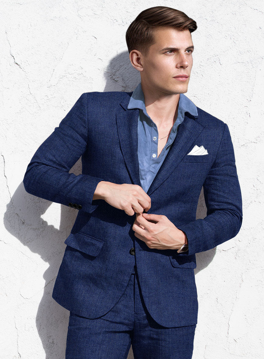 Solbiati Pericle Blue Linen Jacket - StudioSuits