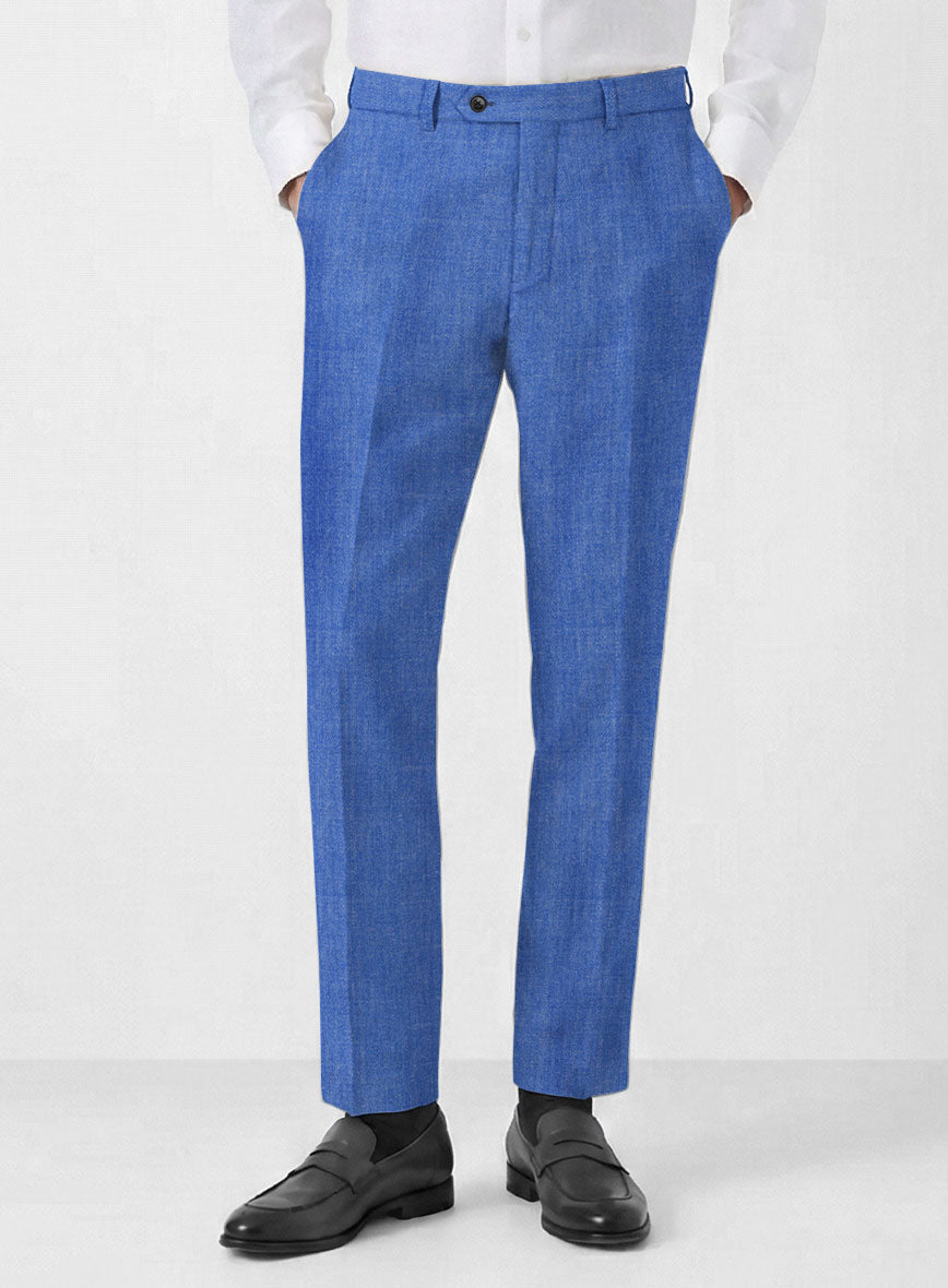 Solbiati Pericle Bright Blue Linen Pants - StudioSuits