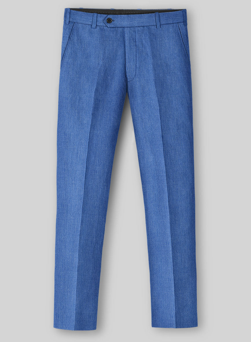 Solbiati Pericle Bright Blue Linen Pants - StudioSuits