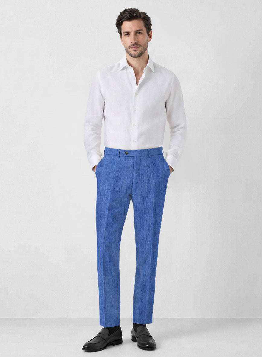 Solbiati Pericle Bright Blue Linen Pants - StudioSuits