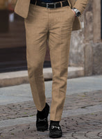 Solbiati Pericle Camel Brown Linen Pants - StudioSuits
