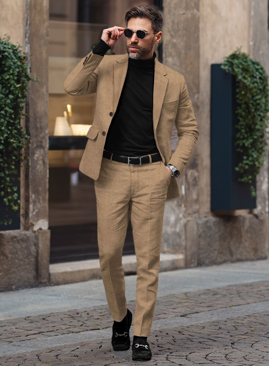 Solbiati Pericle Camel Brown Linen Suit - StudioSuits