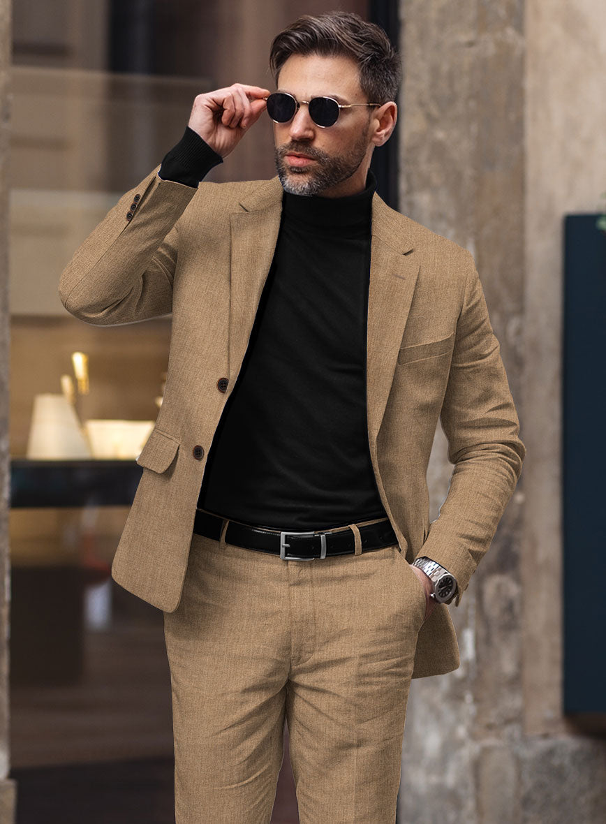 Solbiati Pericle Camel Brown Linen Suit - StudioSuits