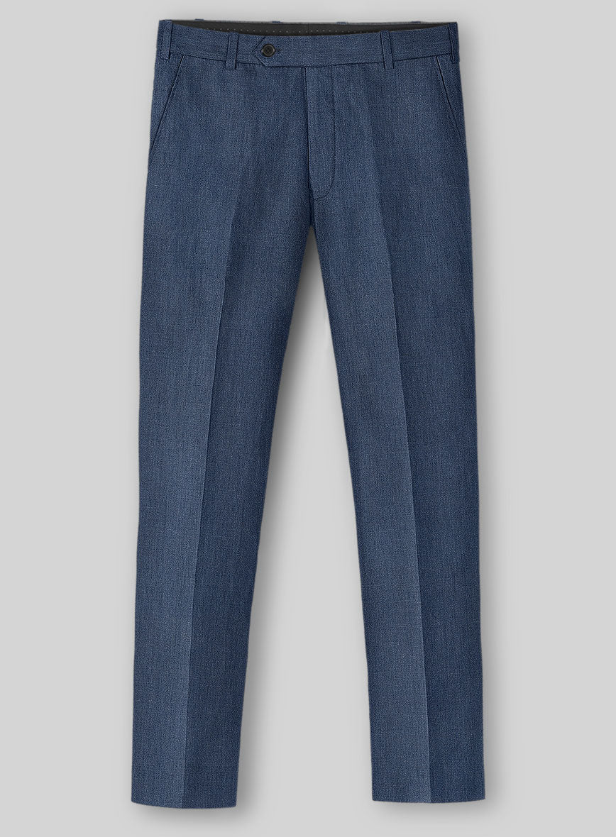 Solbiati Pericle Denim Blue Linen Pants - StudioSuits