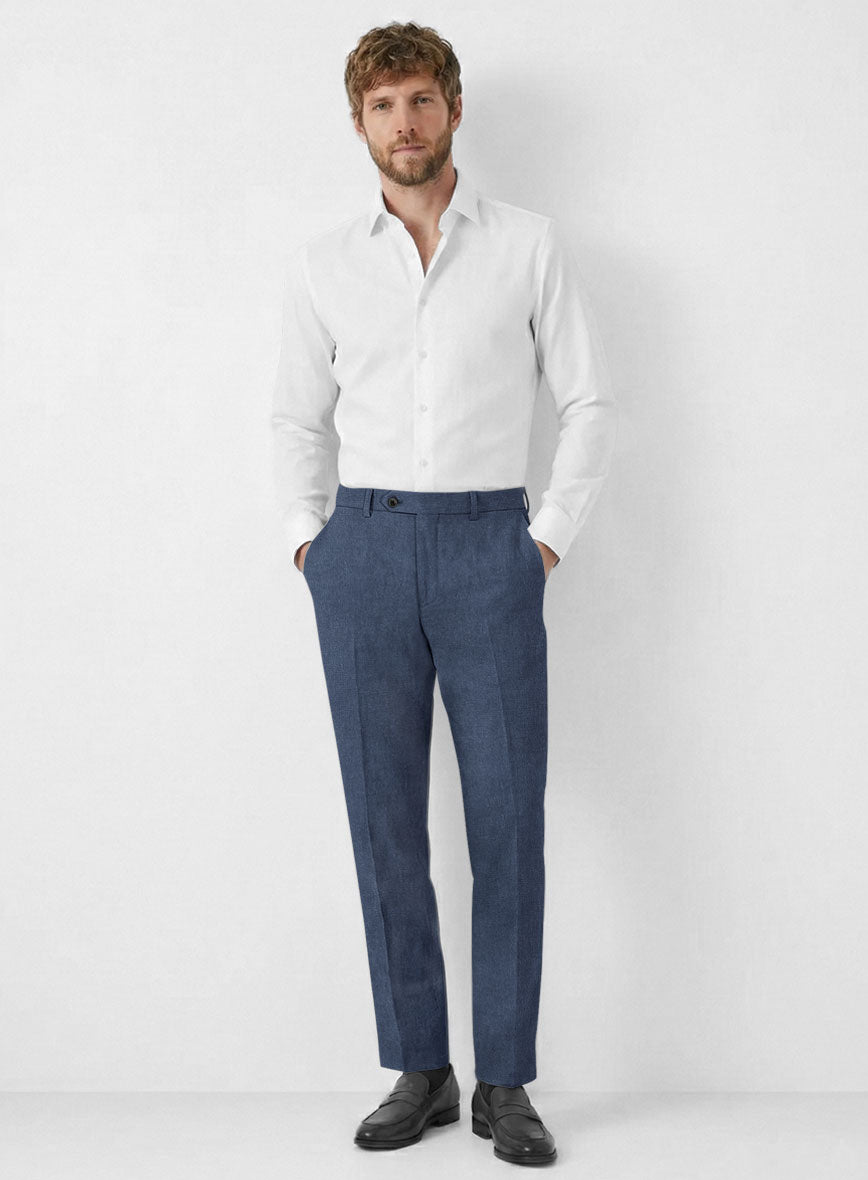 Solbiati Pericle Denim Blue Linen Pants - StudioSuits