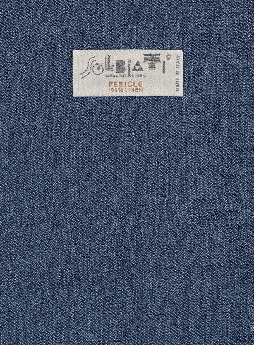 Solbiati Pericle Denim Blue Linen Pants - StudioSuits