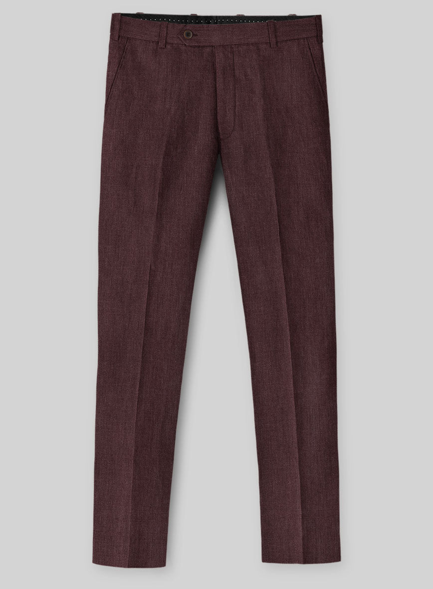 Solbiati Pericle Wine Linen Pants - StudioSuits