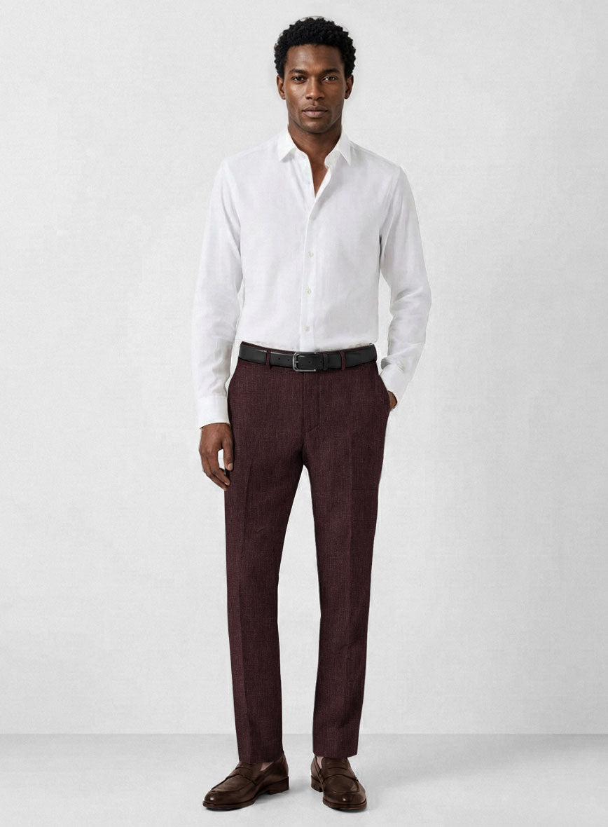 Solbiati Pericle Wine Linen Pants - StudioSuits