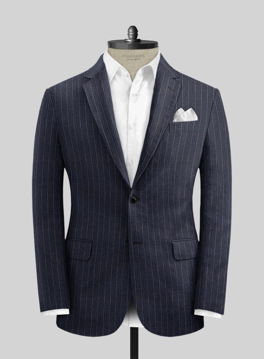 Solbiati Regal Blue Stripe Linen Jacket - StudioSuits